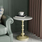 Modern Slate Round Side End Table Metal Pedestal Sofa Side Table