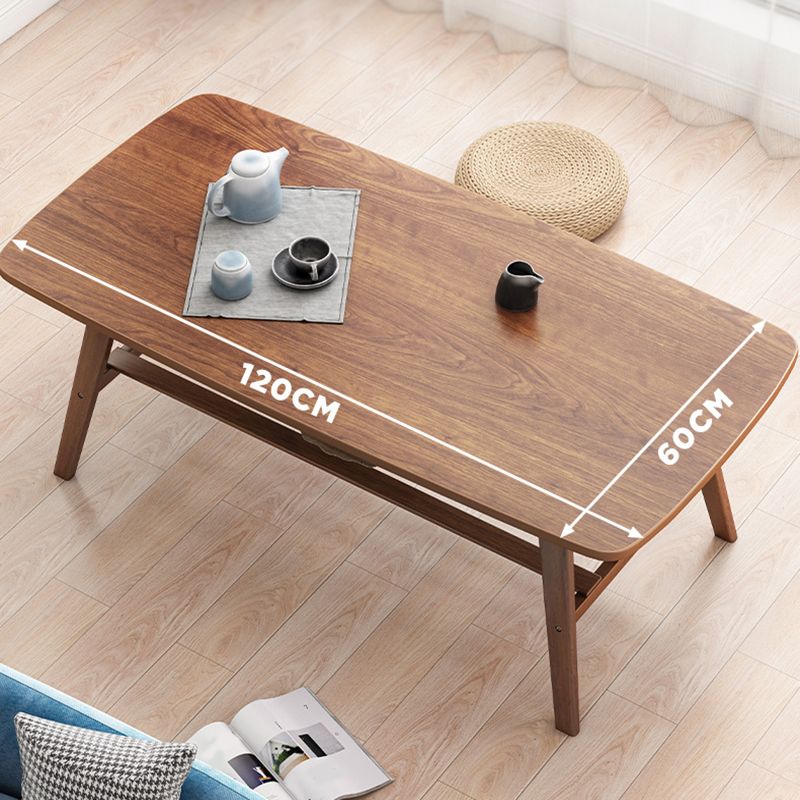 Salontafel met 4 poten, houten rechthoek, 1 salontafel met opbergplank