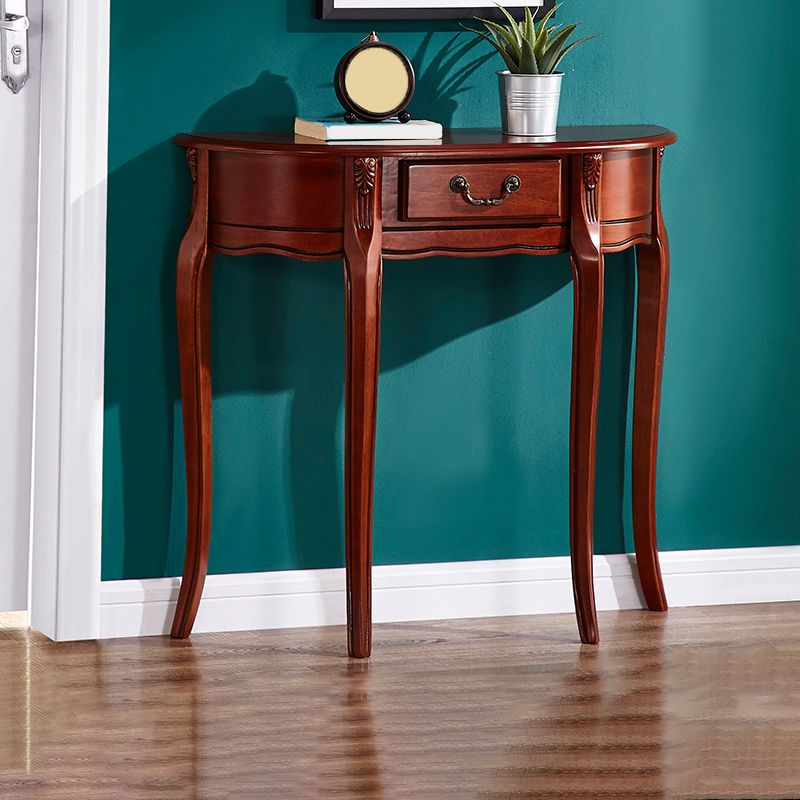 Console mezzaluna moderna di metà secolo in marrone bianco/scuro