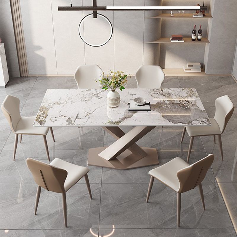 Glam Style Rectangle Table Set 1/2/5/7 Pieces Dining Set with Metal Legs Clearhalo 'Dining Room Sets' 'Dining Tables & Seating' 'dining_room_set' 'furn' 'furn_dining_room_set' 'Furniture' 'Kitchen & Dining Furniture' 1200x1200_c8baa11b-c1bb-4542-ae0c-7c8f2390c154