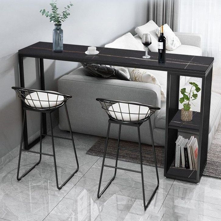 Tavolo da pranzo in pietra nera tavolo da pranzo moderno rettangolo bar con spazio