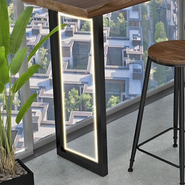 Tavolo da bar naturale e nero moderno tavolo da pranzo a barre in legno massiccio in legno massiccio