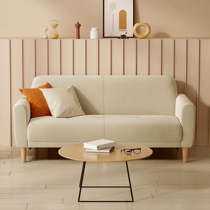 Cushioned Backrest Sponge Padded Fabric Beige/orange/dark Green Sofa Clearhalo 'furn' 'furn_sofas' 'Furniture' 'furniture_sofas' 'kitchen' 'kitchen_sofas' 'Living Room Furniture' 'Sofa' 'sofas' 1200x1200_c8bcd041-59b8-4adb-a8fd-a1c07ea0b630