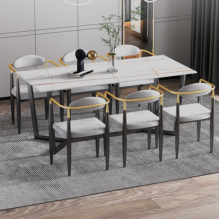 Modern Rectangle Stone Table Set 1/2/7 Pieces Dining Set for Kitchen Clearhalo 'Dining Room Sets' 'Dining Tables & Seating' 'dining_room_set' 'furn' 'furn_dining_room_set' 'Furniture' 'Kitchen & Dining Furniture' 1200x1200_c8bebd18-5355-4146-b566-b02ceea0b745