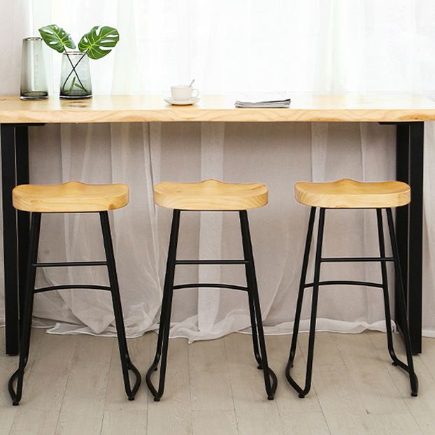 Modern Rectangle Bar Dining Table Wood Sled Bar Height Pub Table with Iron Base Clearhalo 'Bar Furniture' 'Bar Tables' 'bar_tables' 'furn' 'furn_bar_tables' 'Furniture' 'furniture_bar_tables' 'Kitchen & Dining Furniture' 1200x1200_c8bf2e12-2e2d-4468-aacf-161905aa6408