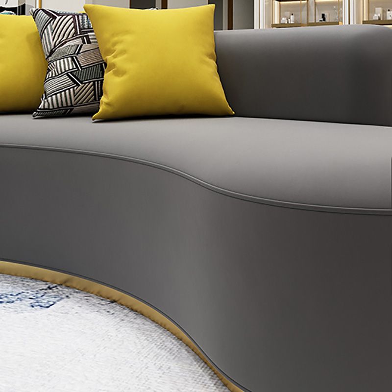 Contemporary Curved Settee Solid Color Tight Back Sofa for Living Room