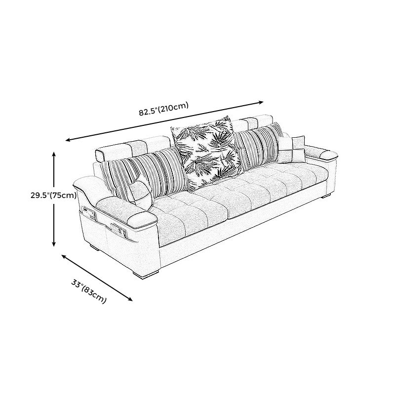 Dark Gray Pillow Top Arm Sectional Upholstered Cushions Back Sofa and Chaise Clearhalo 'furn' 'furn_sectionals' 'Furniture' 'furniture_sectionals' 'kitchen' 'kitchen_sectionals' 'Living Room Furniture' 'Sectionals' 1200x1200_c8c23c5d-2c14-400d-935f-72860dfdcdcf