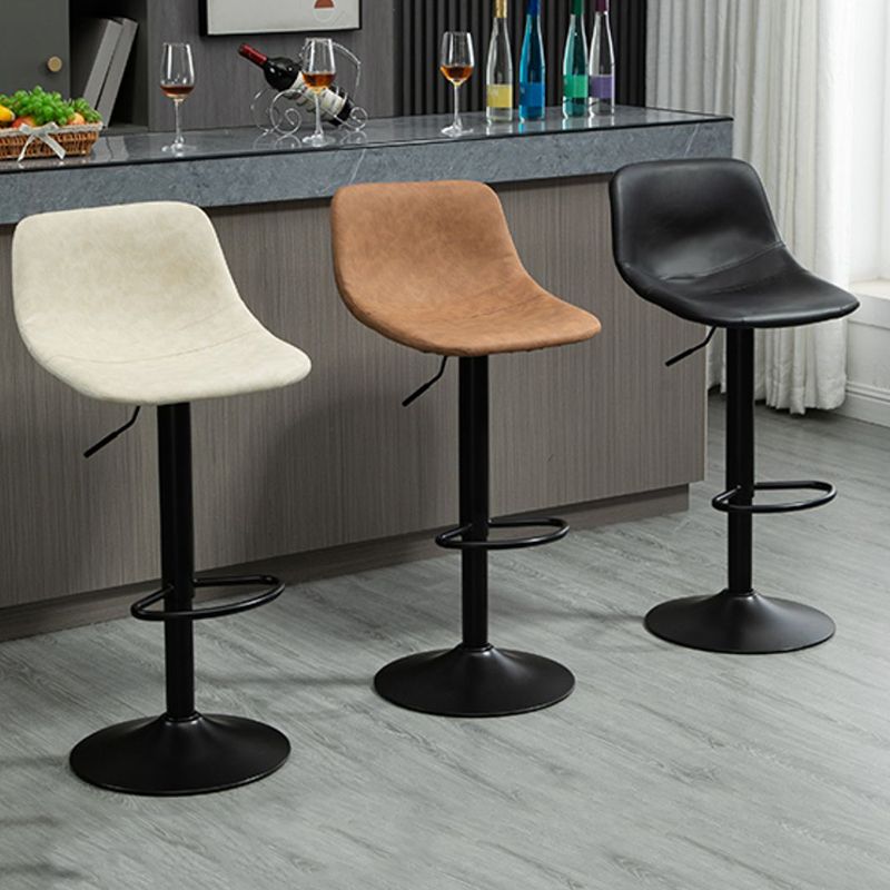 Contemporary Metal Barstool Faux Leather Footrest Stool Adjustable in Matte Finish Clearhalo 'Bar Furniture' 'Bar Stools' 'bar_stools' 'furn' 'furn_bar_stools' 'Furniture' 'Kitchen & Dining Furniture' 1200x1200_c8c25c02-1213-4a48-be38-7fd433102f18