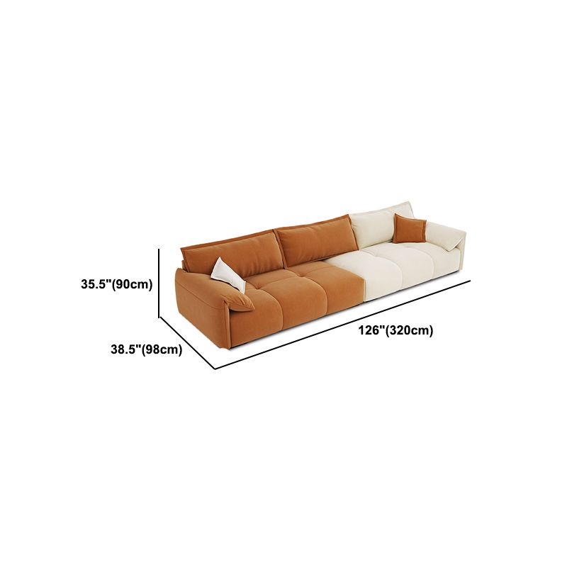 Tufted Loose Back Sofa with Chaise Nordic Pillow Top Arm Sofa in Orange and White Clearhalo 'furn' 'furn_sectionals' 'Furniture' 'Living Room Furniture' 'Sectionals' 1200x1200_c8c27d23-568b-4264-9bbd-e1036537528a