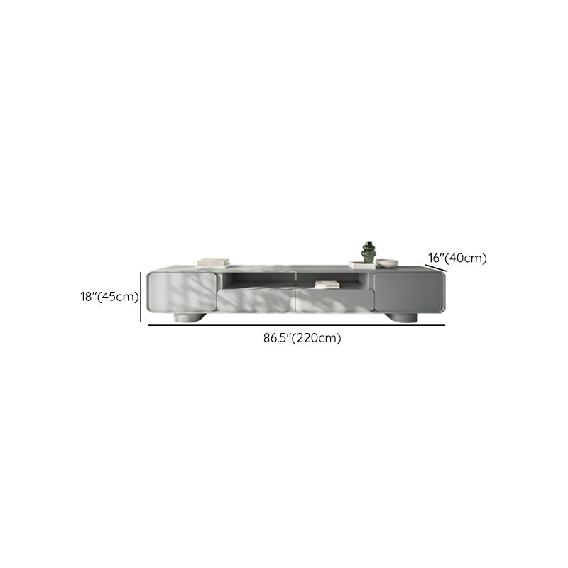 Grijze houten mediaconsole Moderne tv-console met open opbergruimte