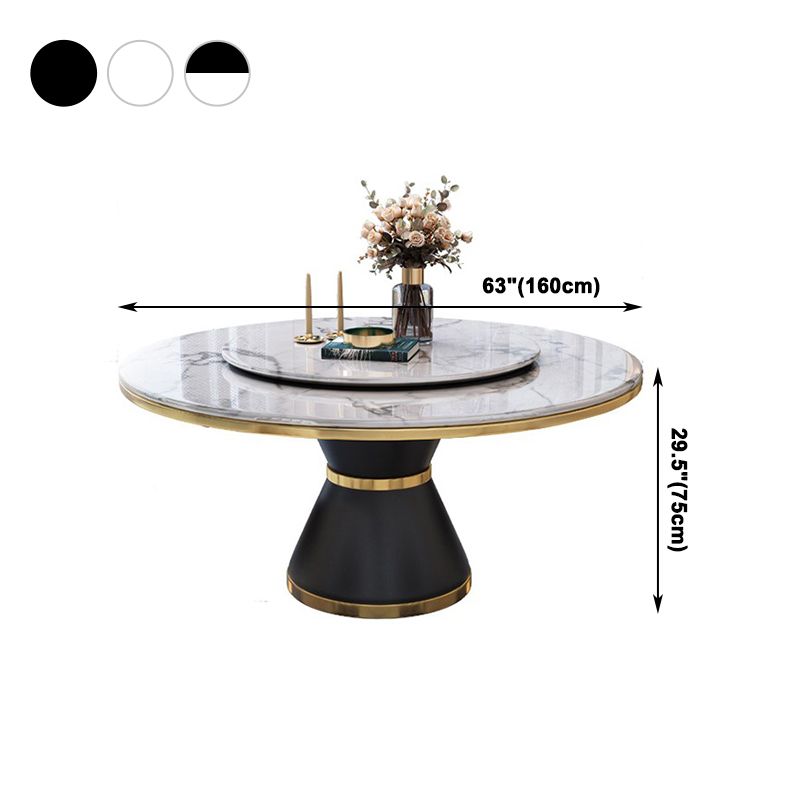 Marble Dining Table Contemporary Style Single Pedestal Base Table for Dining Room Clearhalo ' dining_table' 'Dining Tables & Seating' 'Dining Tables' 'furn' 'furn_dining_table' 'Furniture' 'furniture_dining_table' 'Kitchen & Dining Furniture' 'kitchen&dining_furn' 'kitchen' 'kitchen_dining_table' 1200x1200_c8c48bf9-ef93-4c2c-a196-57b559611ec2