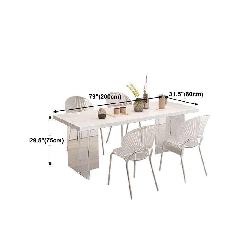 Acrylic Base Double Pedestal Table Modern Rectangle Dinner Table Kitchen Home Clearhalo 'Dining Tables & Seating' 'Dining Tables' 'dining_table' 'furn' 'furn_dining_table' 'Furniture' 'furniture_dining_table' 'Kitchen & Dining Furniture' 1200x1200_c8c55fa9-ffa4-4d66-84a0-e9413b51e591