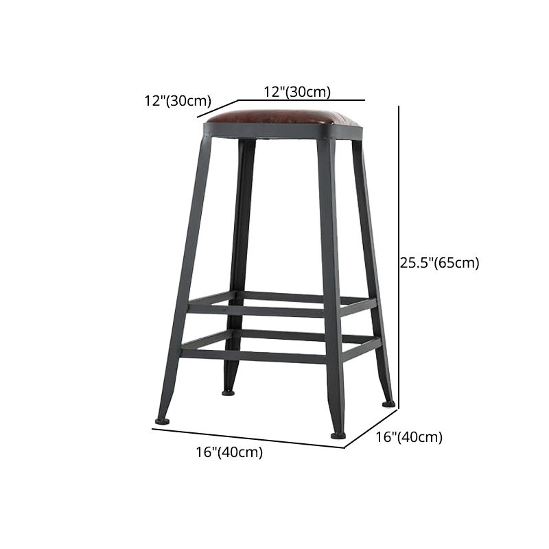 Industrial Armless Counter Stool Iron Cafe Bar Stool with Leather Cushion and Pedal Clearhalo 'Bar Furniture' 'Bar Stools' 'bar_stools' 'furn' 'furn_bar_stools' 'Furniture' 'furniture_bar_stools' 'Kitchen & Dining Furniture' 1200x1200_c8c60fa8-7f5a-462f-ac2f-80b473aa9952