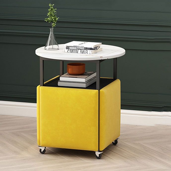 25.6" Tall Contemporary Style Side End Table Round Sofa Side Accent Table