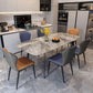 Mesa de comedor de estilo moderno Mesa rectangular de piedra sinterizada con base de metal