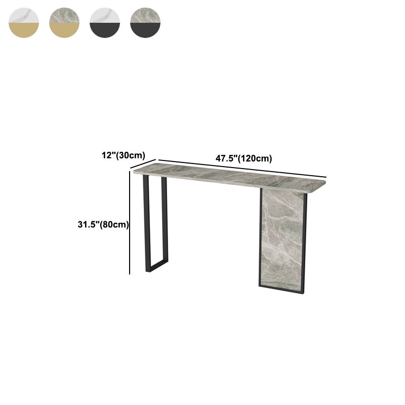 Tabella dell'accento base di ferro 31,5 "h con top di pietra rettangolo per sala