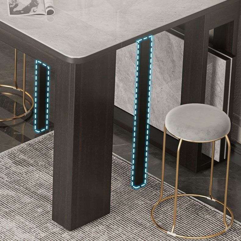 5/7/9 PCs tavolo da dinette a forma di rettangolo contemporaneo con sedia senza braccia