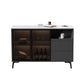 Glass Door Stone Buffet Sideboard Contemporary Style Credenza with LED Lights Clearhalo 'buffet_sideboard' 'Buffets & Sideboards' 'furn' 'furn_buffet_sideboard' 'Furniture' 'Kitchen & Dining Furniture' 1200x1200_c8c945d5-ceeb-4217-84d9-74a037580f20