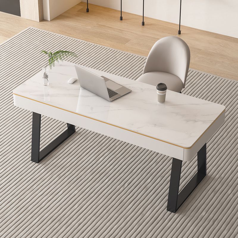 Scrivania per ufficio in pietra moderna 29,53 "scrivania alta con base a slitta