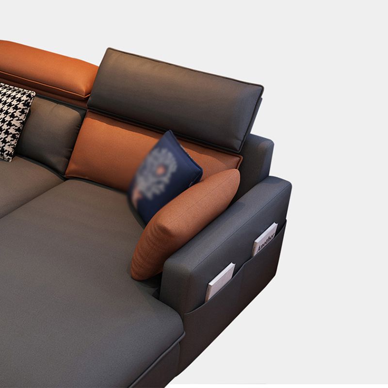 L-Shape Faux leather Square Arm High Back Sectional with Stain-Resistant and Storage Clearhalo 'furn' 'furn_sectionals' 'Furniture' 'furniture_sectionals' 'kitchen' 'kitchen_sectionals' 'Living Room Furniture' 'Sectionals' 1200x1200_c8c9b8de-7fc8-4a8c-93da-b4a4d33e87cd