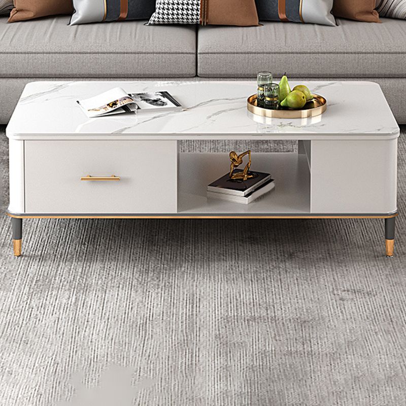 Mesa de centro Glam de 17" de alto, mesa de cóctel rectangular con cajón