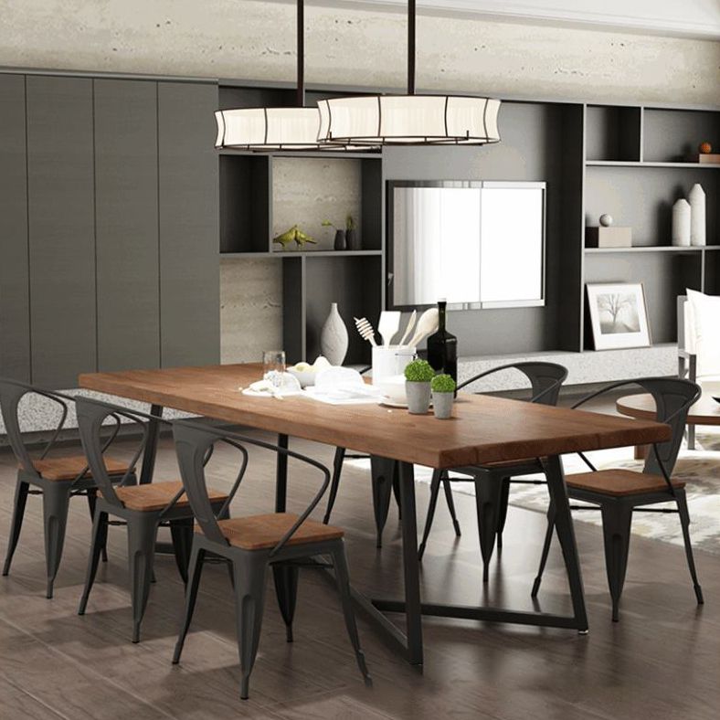 Juego de mesa de madera rectangular industrial 1/2/7 piezas de comedor para cocina