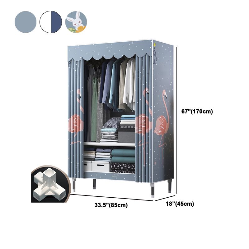 Modern Style Wardrobe Closet Metal Frame Wardrobe Armoire with Shelves Clearhalo 'Armoires & Wardrobes' 'armoires_wardrobes' 'Bedroom Furniture' 'furn' 'furn_armoires_wardrobes' 'Furniture' 1200x1200_c8cdcc99-c0ac-49a0-aeb1-e6624d8c20a5