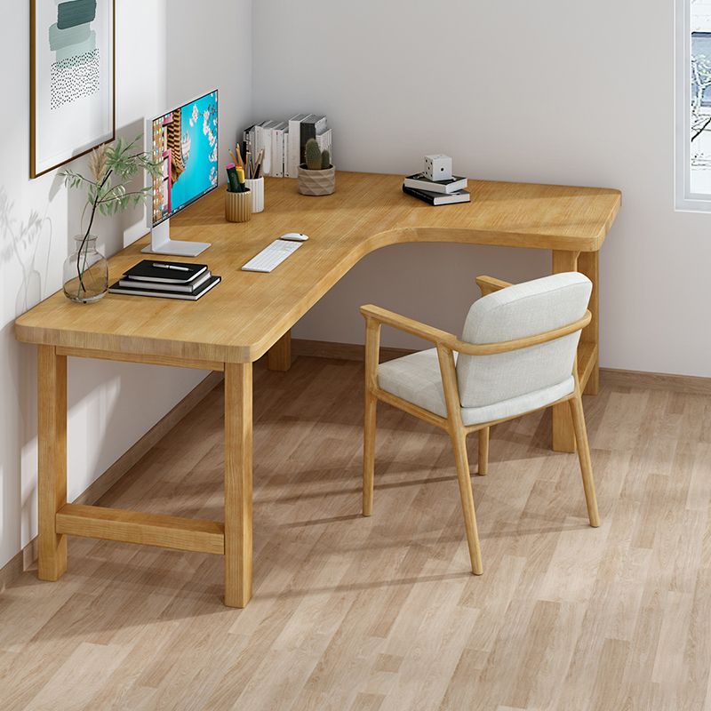 30 "H Modern Office Desk a forma L naturale scrittura in legno solido naturale