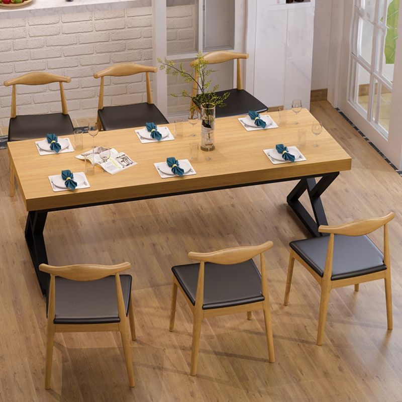 Ensemble de table à manger industrielle à double piédestal, ensemble de dinette en bois massif 1/2/7 pièces