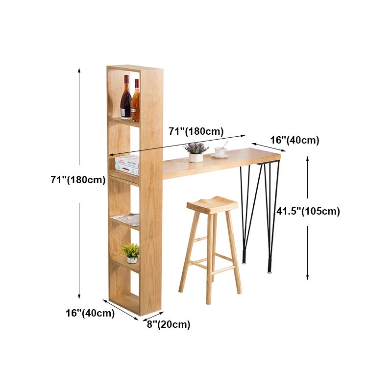 Modern Wood Natural Bistro Accent Dining Table Rectangle Bar Table with Wine Rack Clearhalo 'Bar Furniture' 'Bar Tables' 'bar_tables' 'furn' 'furn_bar_tables' 'Furniture' 'furniture_bar_tables' 'Kitchen & Dining Furniture' 'kitchen&dining_furn' 'kitchen' 1200x1200_c8ce6c1f-9a83-416e-ba1e-d7438a13fa14