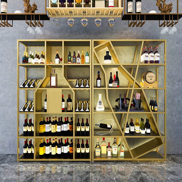 Metal Floor Wine Bottle Rack Glam Wine Bottle Holder with Shelf Clearhalo 'furn' 'furn_wine_racks' 'Furniture' 'Kitchen & Dining Furniture' 'Wine Racks' 'wine_racks' 1200x1200_c8d19ce1-75a2-41d3-ac97-cc176e373dee