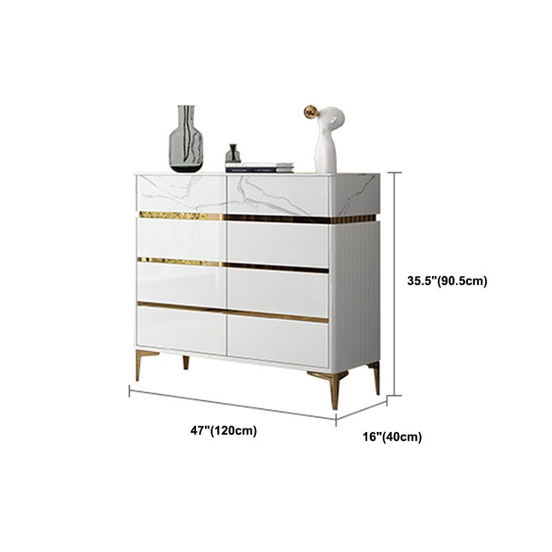Cómoda de dormitorio Glam Stone, cómoda de almacenamiento de 16" de ancho en blanco con cajones