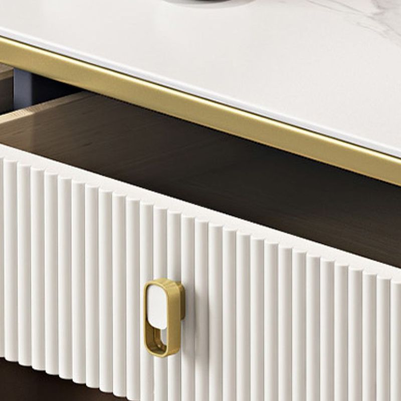 5 cassetti Vanity da tavolo da trucco in pietra per donne, 17,12 "d x 30.31" H, bianco/blu