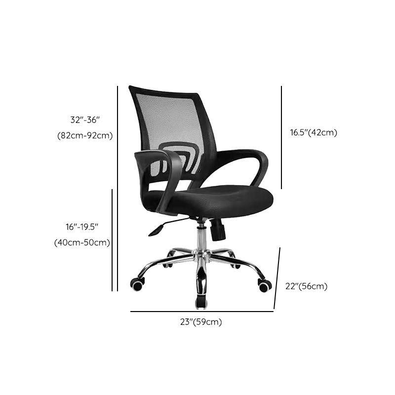 Modern Desk Chair in Black Mesh Ergonomic Computer Chair Mid-Back Chair with Wheels Clearhalo 'furn' 'furn_office_chair' 'Furniture' 'Office Chairs' 'Office Furniture' 'office_chair' 1200x1200_c8d4f11e-46ef-4d6b-8603-de23797fbc40