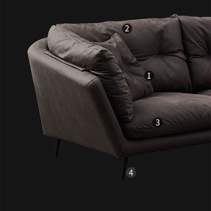 フェイクレザータフテッドコンテンポラリーフレアアームステイン耐性ソファソファ