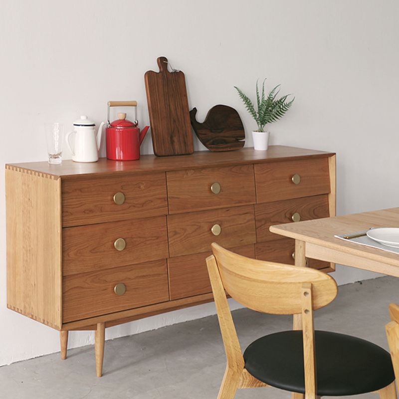 Commode de rangement en bois massif à double commode horizontale moderne pour chambre à coucher