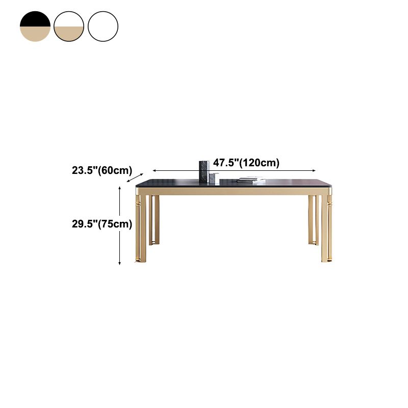 Glam Sintered Stone Home Table Gold Rectangle Dining Table with 4 Legs Clearhalo 'Dining Tables & Seating' 'Dining Tables' 'dining_table' 'furn' 'furn_dining_table' 'Furniture' 'furniture_dining_table' 'Kitchen & Dining Furniture' 'kitchen' 'kitchen_dining_table' 1200x1200_c8da68b6-caec-4a97-bbf7-9b12ccb42288