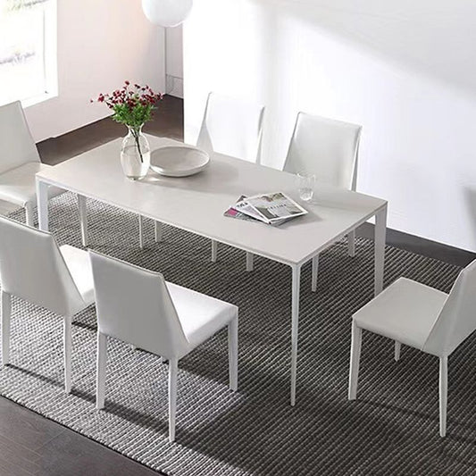 Contemporary 1/2/5/7 Pieces Dining Chairs Set Stone Rectangle Furniture in White