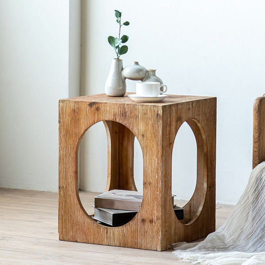 Rustic Square Wooden End Table Natural Drum Sofa Side Accent Table Clearhalo 'Coffee & Accent Tables' 'End & Side Tables' 'end_side_tables' 'furn' 'furn_end_side_tables' 'Furniture' 'Living Room Furniture' 1200x1200_c8dccc53-3d9e-413a-858f-65146fe2af8d