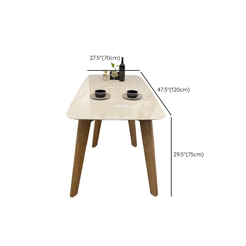 Modern Rectangle Dining Table Sintered Stone Dinner Table with Wooden Legs Clearhalo 'Dining Tables & Seating' 'Dining Tables' 'dining_table' 'furn' 'furn_dining_table' 'Furniture' 'Kitchen & Dining Furniture' 1200x1200_c8dccf0e-0789-498b-af17-204864773376