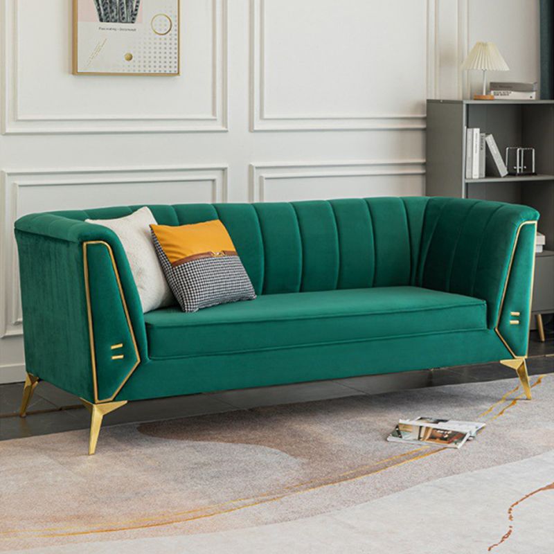 29.5"H Velvet/ Faux Leather Sewn Pillow Back Tuxedo Arm Sofa for Living Room Clearhalo 'Furniture' 'furniture_sofas' 'Living Room Furniture' 'Sofa' 'sofas' 1200x1200_c8e04e1a-cdb4-4754-938c-d1c3ca84c46c