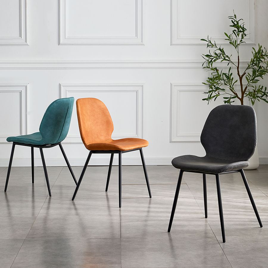 Industrial Design Armless Solid Back Chairs Leather Dining Chairs for Kitchen Clearhalo ' kitchen&dining_furn' 'Dining Chairs' 'Dining Tables & Seating' 'dining_chair' 'furn' 'furn_dining_chair' 'Furniture' 'furniture_dining_chair' 'Kitchen & Dining Furniture' 'kitchen' 1200x1200_c8e12829-8f66-4a58-ab9c-c548ccc80029