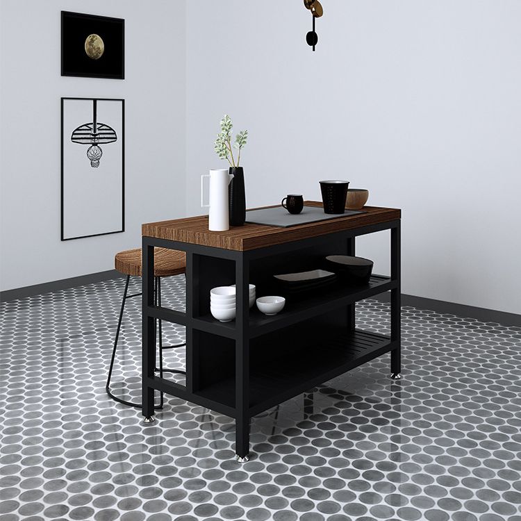 Industrial Stationary Kitchen Island Set Wood Rectangular Island Table Clearhalo 'furn' 'furn_kitchen_islands_carts' 'Furniture' 'Kitchen & Dining Furniture' 'Kitchen Islands & Carts' 'kitchen_islands_carts' 1200x1200_c8e2a426-f5fa-4c9c-bd12-3981a0f7c11f