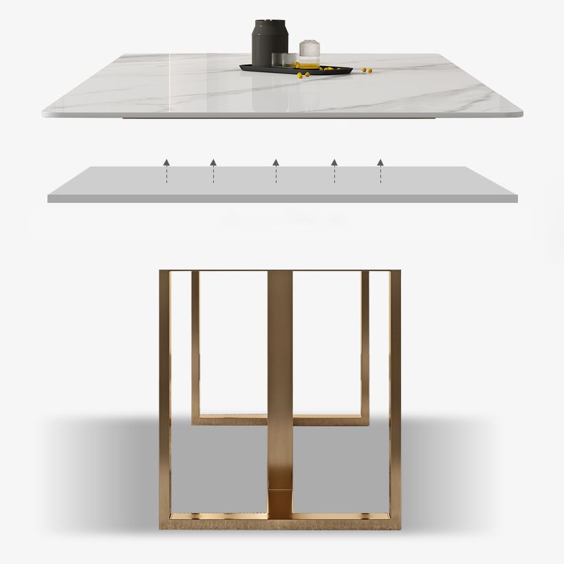 Glam Sintered Stone White Dining Table Rectangle Kitchen Dining Table for Kitchen Clearhalo ' dining_table' 'Dining Tables & Seating' 'Dining Tables' 'furn' 'furn_dining_table' 'Furniture' 'furniture_dining_table' 'Kitchen & Dining Furniture' 'kitchen&dining_furn' 'kitchen' 'kitchen_dining_table' 1200x1200_c8e43677-d0c6-41dc-a82d-3e933ac7ae3b