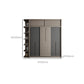 Grey Contemporary Storage Cabinet Faux Wood Cabinet with Sliding Doors