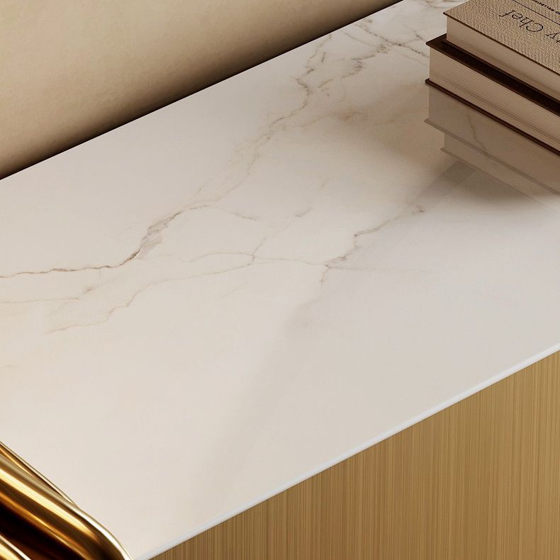 Glam Rectangle Console Table Antique Finish Console Sofa Table in Marble