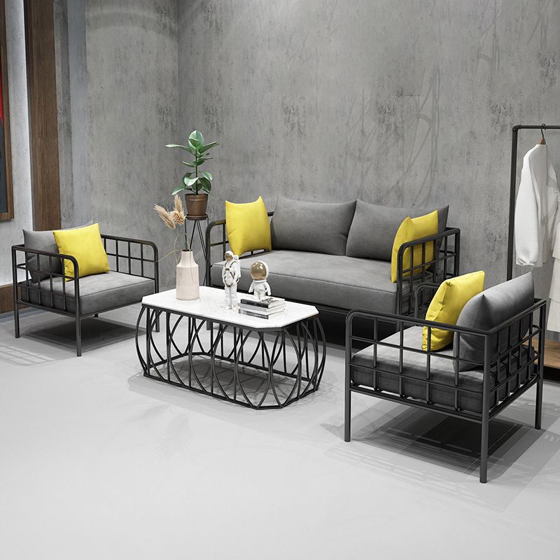Contemporary Metal Square Arm Sofa Fabric Cushions Sofa for Living Room Clearhalo 'furn' 'furn_sofas' 'Furniture' 'Living Room Furniture' 'Sofa' 'sofas' 1200x1200_c8e5841b-a6b9-4a99-8008-28ea0aa05aed