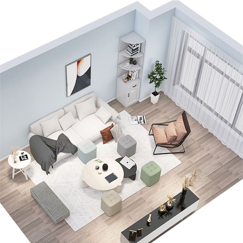 Solid Color Fabric Standard Stool Modern Simple Square Upholstered Stool Clearhalo 'furn' 'furn_ottomans_poufs' 'Furniture' 'Living Room Furniture' 'Ottomans & Poufs' 'ottomans_poufs' 1200x1200_c8e588f2-40dd-49d9-8e96-87b5a70fda35