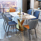 Glam Style Sintered Stone Dining Table Rectangle Table with Metal Legs for Home Use