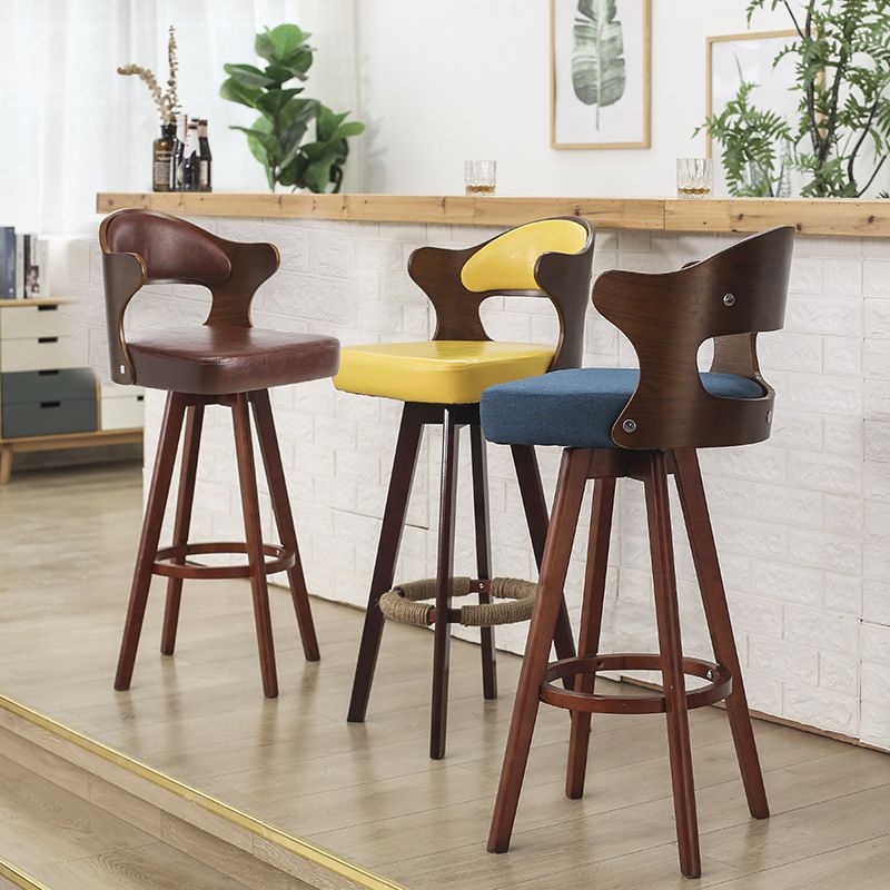 Nordic Style Counter and Bar Stool Backrest Solid Wood Upholstered Counter Chair Clearhalo 'Bar Furniture' 'Bar Stools' 'bar_stools' 'furniture_bar_stools' 'Kitchen & Dining Furniture' 'kitchen&dining_furn' 'kitchen' 'kitchen_furn' Furniture' 1200x1200_c8e645f7-52cf-4644-8e31-0ff87cb17086
